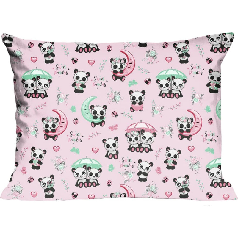 Kokvilnas spilvendrāna 50x60 669K rozā pandas krāsainas Kids 24