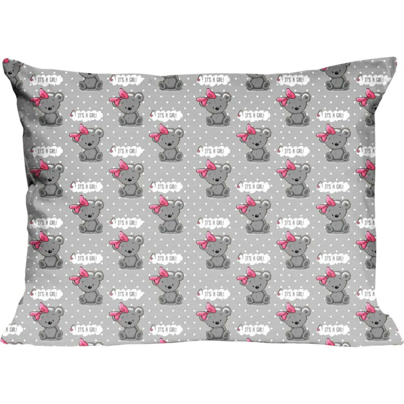 Kokvilnas spilvendrāna 70x80 556K rotaļu lācīši pelēki rozā Kids 24