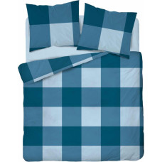 Kokvilnas gultas veļa 180x200 tirkīza rūtaini 4846 A Kokvilna 74