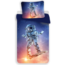 Mikrošķiedras gultas veļa 140x200 Astronaut zila krāsaina spilvendrāna 70x90