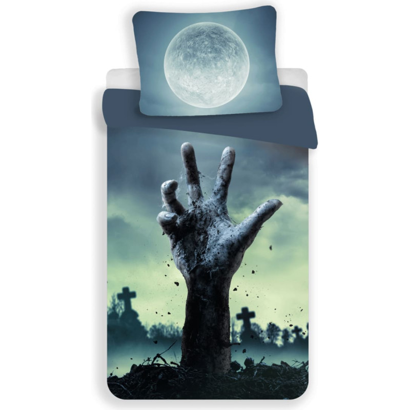 Mikrošķiedras gultas veļa 140x200 Zombie pelēka spilvendrāna 70x90