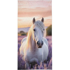 Pludmales dvielis 70x140 Koń 87, balta lavanda, bērnu kokvilna