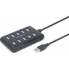 USB centrmezgls Gembird USB 2.0 10-port Black