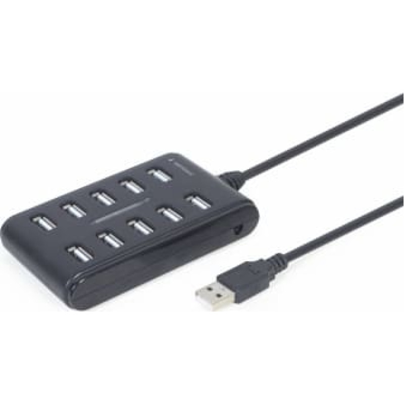 USB centrmezgls Gembird USB 2.0 10-port Black