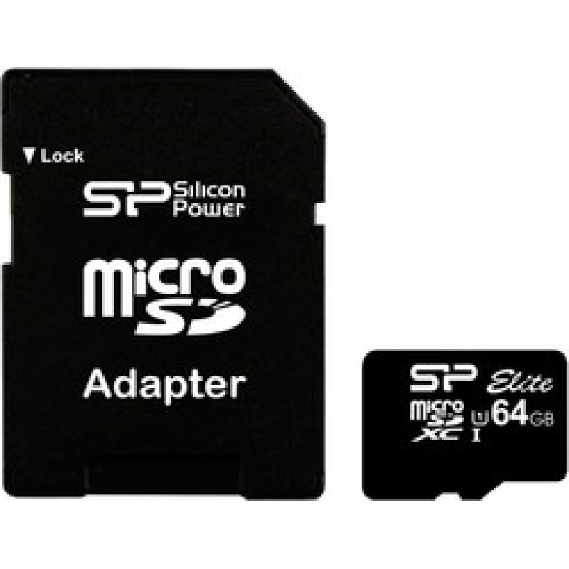 Silicon Power 64GB  MICRO SDXC UHS-I  SDR 50 mode  Class 10   with SD adapter