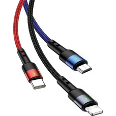 USAMS Kabel pleciony U26 3w1 3m 2A Fast Charge (lightning|microUSB|USB-C) SJ412USB01 (US-SJ412)