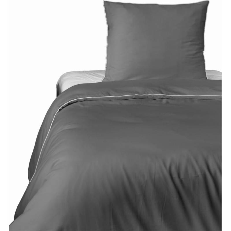 Satīna gultas veļa 140x200 pelēka ar caurulēm ar vienu spilvendrānu 70x80 Mako Satin 62