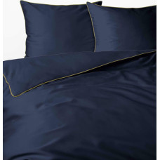 Satīna gultas veļa 160x200 tumši zila ar caurulēm Mako Satin 62