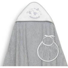 Interbaby Vannas dvielis 100x100 Caballito pelēks dvielis ar kapuci + priekšautiņš