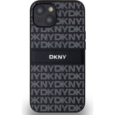 Dkny PU Leather Repeat Pattern Tonal Stripe Case for iPhone 14 Black