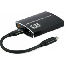Adapteris Gembird USB-C Type-C Male - 2 x HDMI Female 4K Black