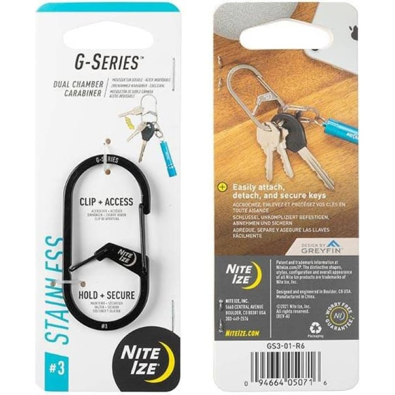 Nite Ize - G sērijas divkameru karabīne #3 - melna - GS3-01-R6