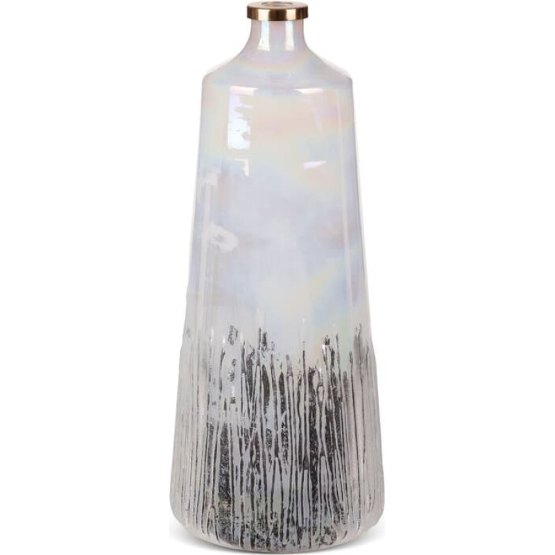 Dekoratīvā stikla vāze 19x43 Aden krēmkrāsas sudrabs