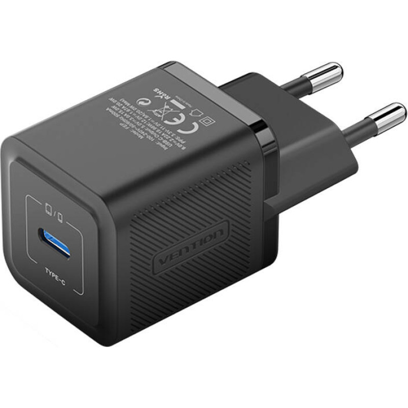 Vention Wall charger, Vention, FEPB0-EU, USB-C, 20W, GaN (black)