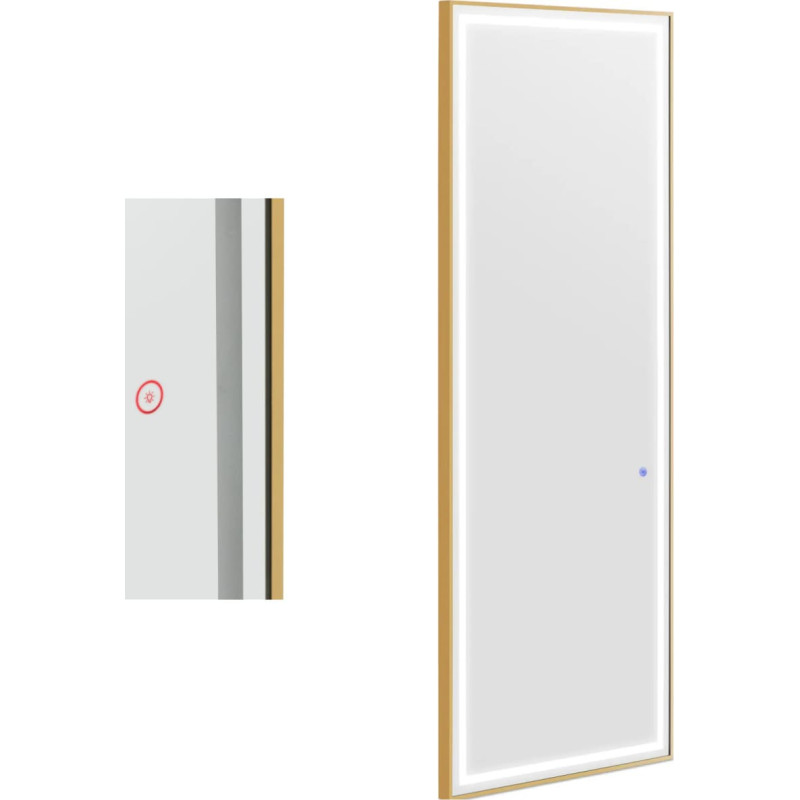 Physa Konsoles frizieru konsoles spogulis ar LED apgaismojumu, taisnstūrveida 180 x 70 cm - zelts