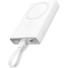 Joyroom Magnētiskā jaudas banka 10000mAh 20W ar statīvu + Lightning kabelis - USB-C balts