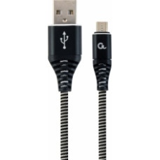 Gembird USB Male - Micro USB Male Premium cotton braided 1m Black|White