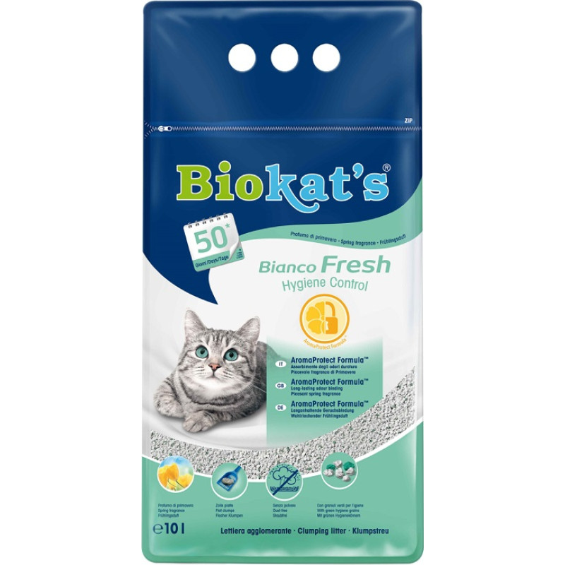 Gimborn Smiltis kaķu tualetēm - Biokats Bianco Fresh, 10 L