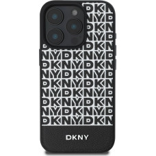 Dkny PU Leather Repeat Pattern Bottom Stripe MagSafe Case for iPhone 16 Pro Black