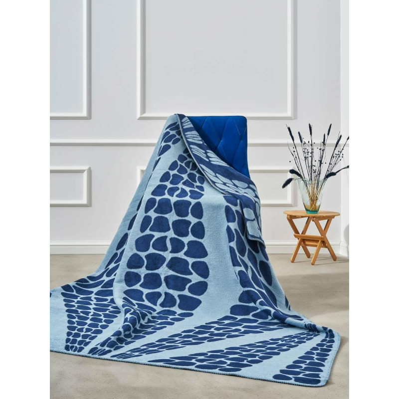 Unia - Cotton Cloud Akrila kokvilnas sega 150x200 2138/1 Ģeometrisks lilijzils gultas pārklājs pleds ar tamborējumu SG