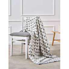 Unia - Cotton Cloud Akrila kokvilnas sega 150x200 2142/1 Houndstooth pelēks gultas pārklājs pleds ar tamborējumu SG