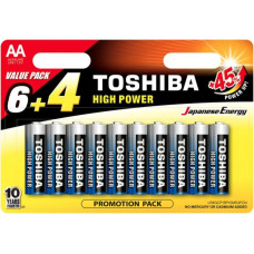 TOSHIBA AA alkaline baterijas 10 iepakojumā