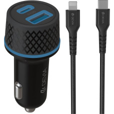 Devia car charger Extreme PD QC 1x USB-C 1x USB 52,5W black + USB-C - Lightning cable