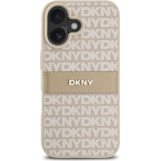 Dkny PU Leather Repeat Pattern Tonal Stripe Case for iPhone 16 Pink