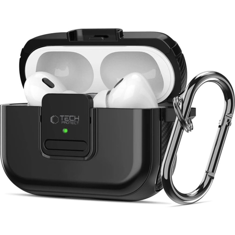 Tech-Protect Defender Hook MagSafe Case with Carabiner for Apple AirPods Pro 1 | 2 - Black