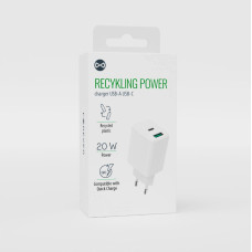 Forever Recycling Forever recycled wall charger USB + USB-C 20W  LSR20-AC-00 white