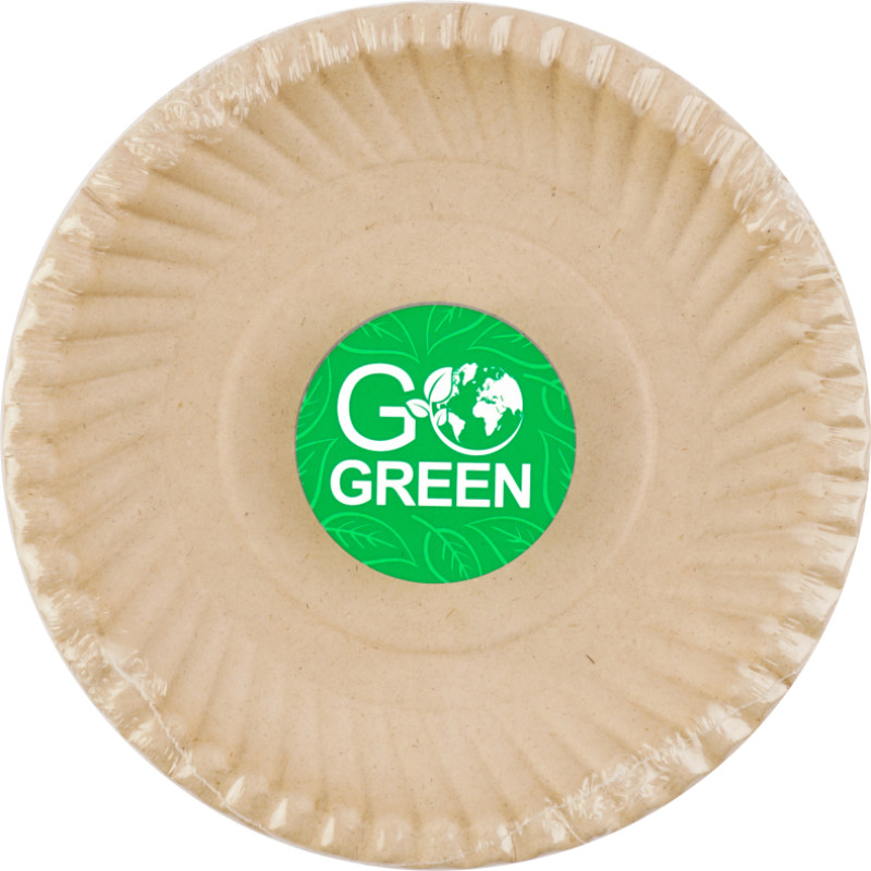Gogreen Kompostējamie cukurniedru šķīvji ar rakstu Go Green Ø15cm 10 gab.| 0,08kg