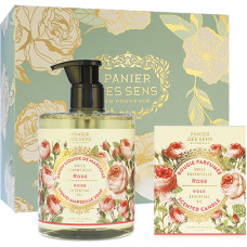 Panier Des Sens Rejuvenating Rose gift set liquid soap 500 ml + scented candle 180 g