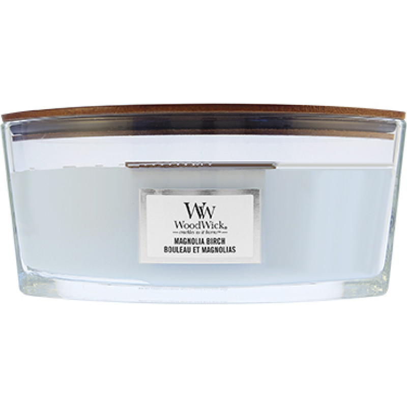 Woodwick Magnolia Birch scented candle with wooden wick 453,6 g