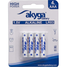 Alkaline battery Akyga AKY1971 AAA LR03 Zn-MnO2, 1.5V|1300mAh 4pcs|blister