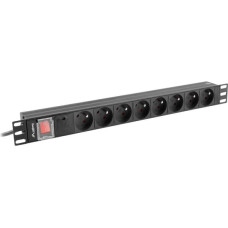 Power strip PDU rack 19 inch 1U 16A 8X 230V PL 2 black