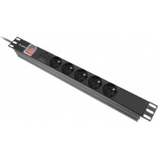 PDU rack power strip 19 inch 1U 16A 5x230V 2m black C14