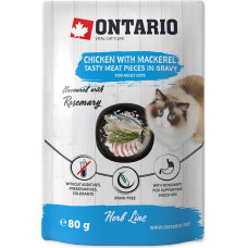 Ontario Konservi kaķiem – Ontario Herb Chicken with Mackerel, Rice and Rosemary, 80g