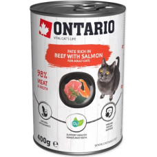 Ontario Konservēta barība kaķiem - Ontario Cat can Beef with Salmon flavoured with Spirulina 400g