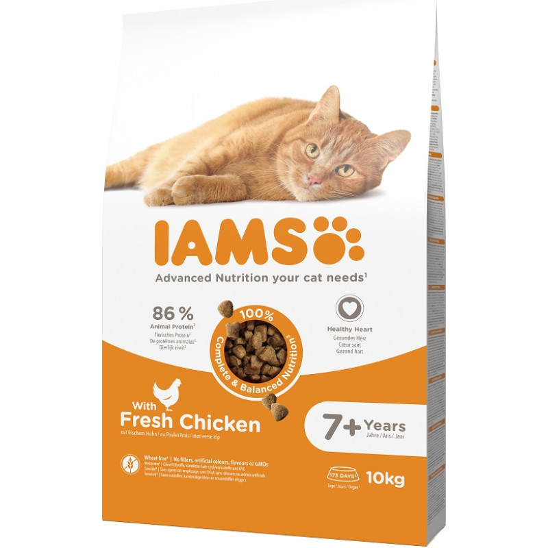 Iams Sausā barība kaķiem - IAMS CAT SENIOR CHICKEN, 10 kg