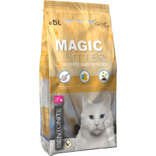 Placek Smiltis kaķu tualetēm - Magic Litter Bentonite Ultra White Baby Powder, 5l