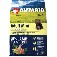 Ontario Sausa barība suņiem - Ontario Dog Adult Mini Lamb and Rice, 2.25kg