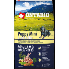 Ontario Sausā barība kucēniem – Ontario Dog Puppy Mini Lamb and Rice, 6.5 kg