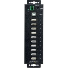 Startech .com 10-Port Industrial USB 2.0 Hub, Rugged USB Hub w|15kV Air|8kV Contact ESD Level 4 Protection, DIN|Wall|Desk Mountable USB-A Hub, Multiport USB Hub with Locking Ports - Metal Construction (USB210AIND-USB-A-HUB) - hub - industrial - 10 ports -