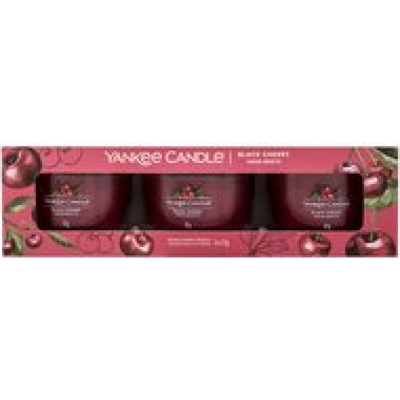 Yankee Candle Black Cherry Gift set of votive candles in glass