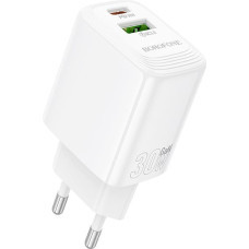 Borofone Wall charger BN29 Fuente - USB + Type C - QC 3.0 PD 30W white