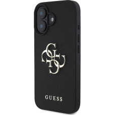 Guess PU Grained 4G Metal Logo Case for iPhone 16 Black