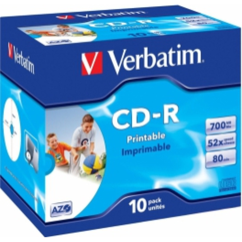 Matricas CD-R AZO Vebratim 700MB 52x Printable Jewel Cased 10 Pack