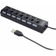Gembird USB 2.0 7-port hub with switches Black