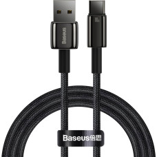 Baseus Volframa zelta USB-USB-C kabelis 480Mb-s 100W 1m melns