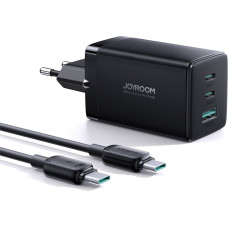 Joyroom Fast GaN USB 2x USB-C sienas lādētājs + 1,2 m USB-C kabelis - melns